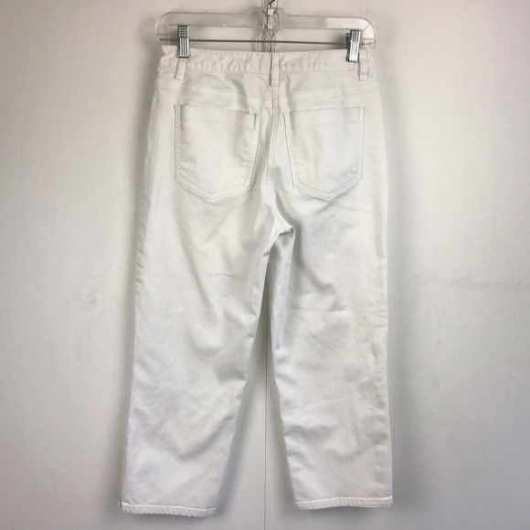 Talbots stretch white cropped jeans with snap closure details on cuffs. Size 4. - Picture 2 of 8